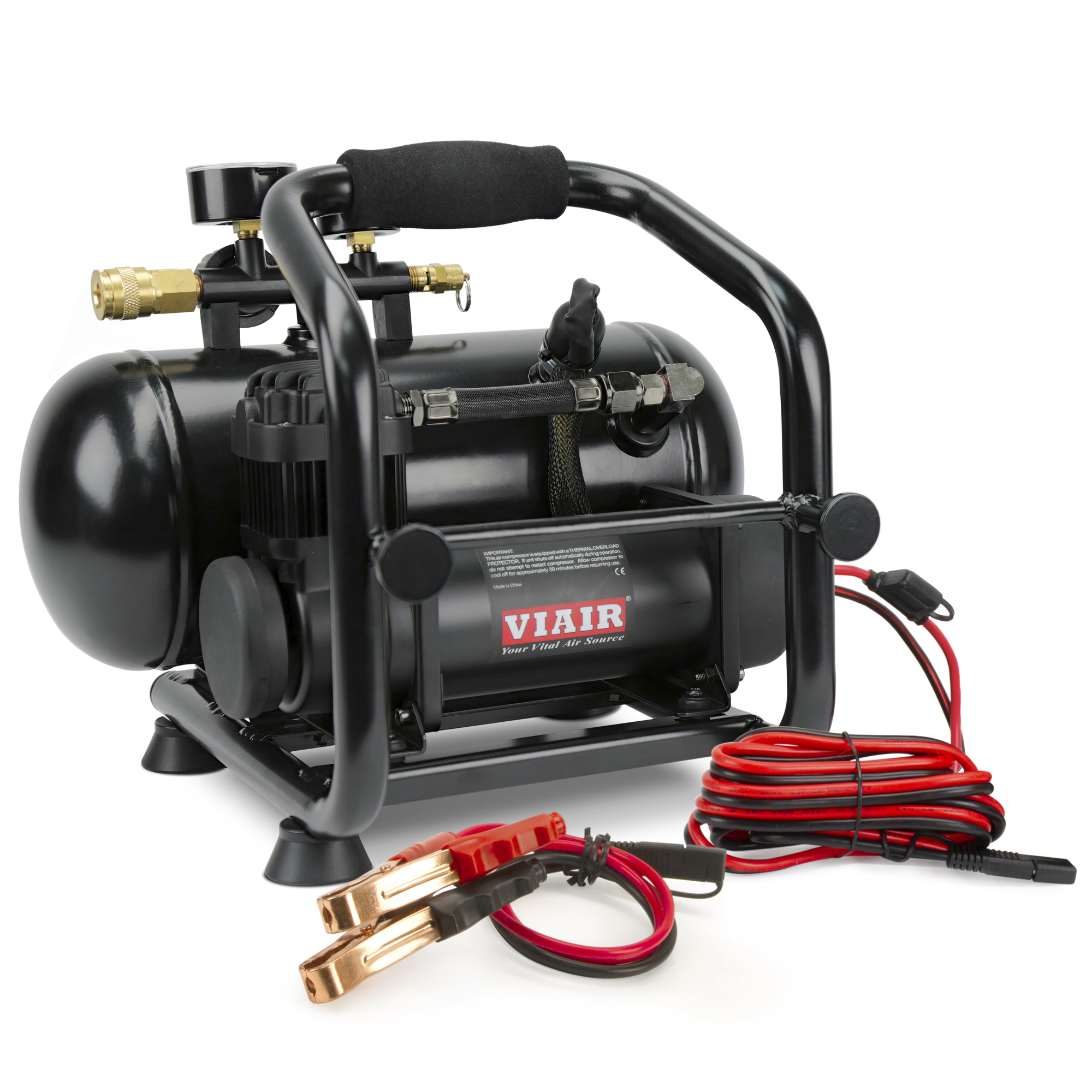 Viair, PlugNPlay Portable Air Compressor w/Alligator Clamps, Horsepower 0.25 HP, Air Tank Size 1.5 Gal, Volts 12 Model# 38034